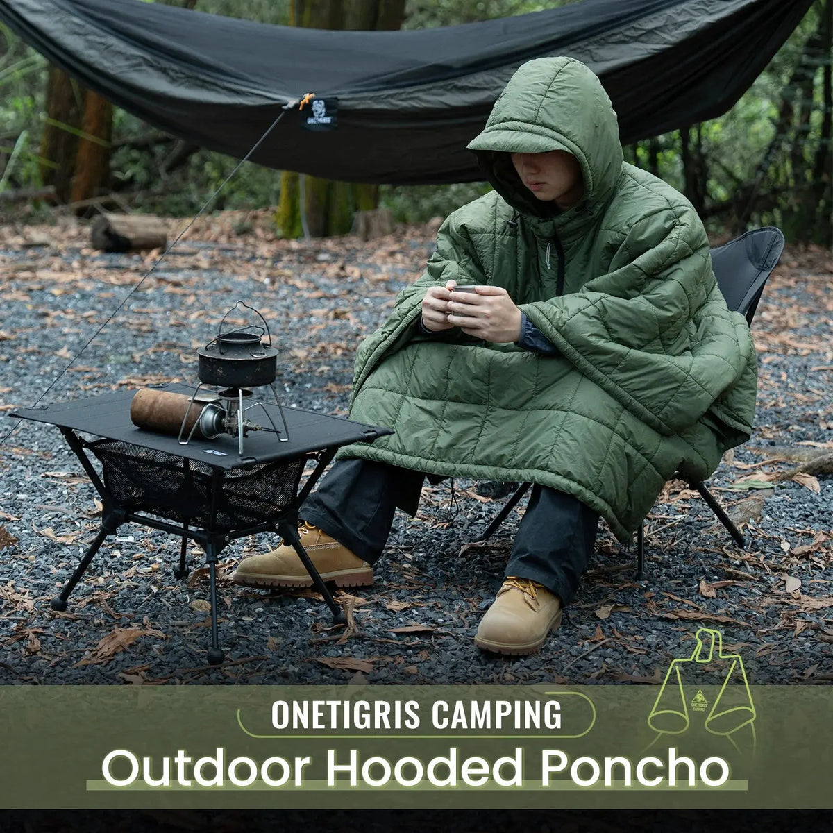 Hooded Tactical Camping Blanket Poncho Wearable Sleeping Bag for Outdoor Travel and Cold Weather Use