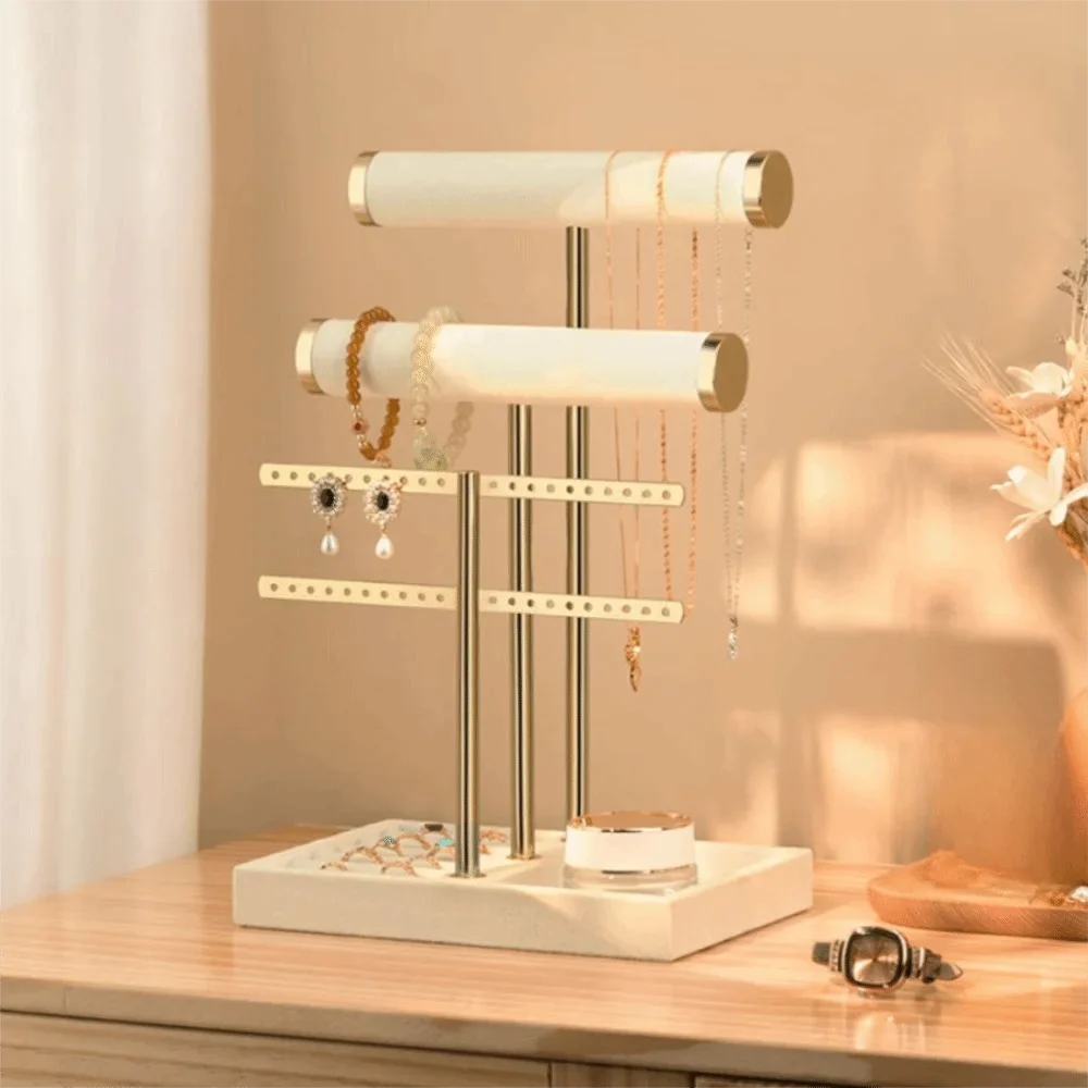 3 Tier Bracelet Holder Stand with Velvet T Bar Design for Jewelry Organization and Display