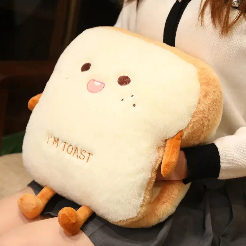 Plush Toast Bread Stuffed Pillow with Soft Fabric for Home Decor and Travel Comfort