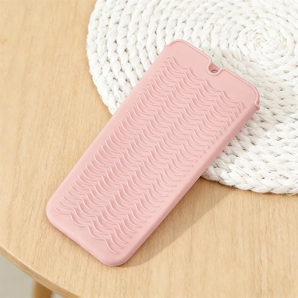 Silicone Curling Iron Holder with Heat Resistant Mat and Travel Storage Pouch for Styling Tools