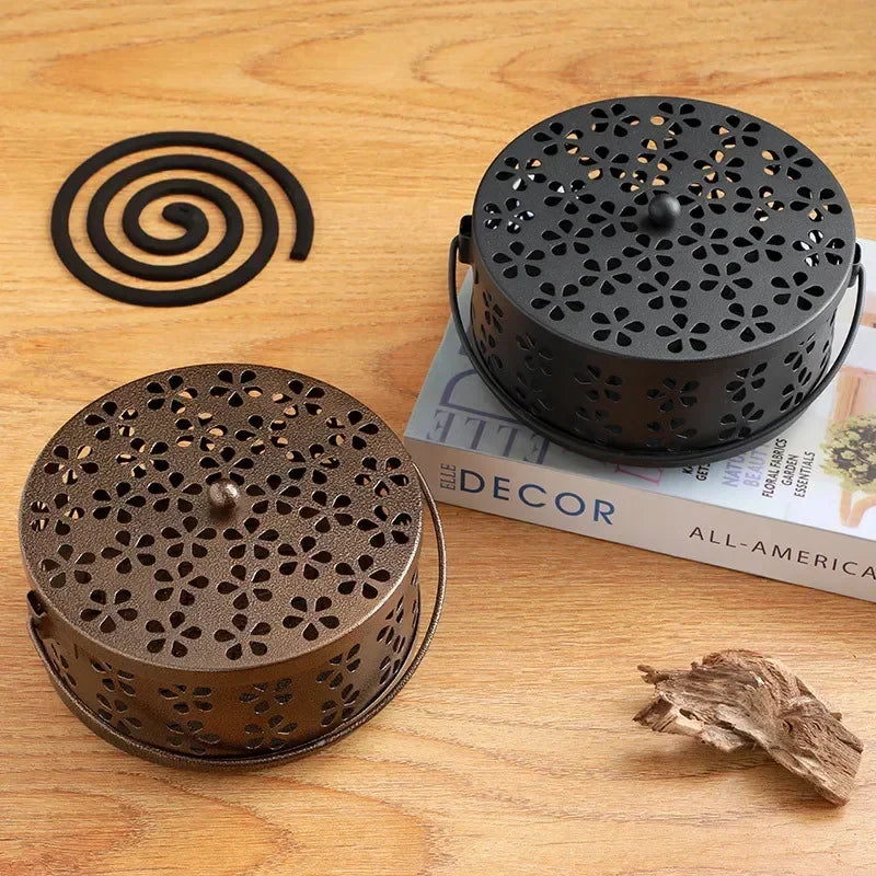 Portable Coil Guard Holder with Metal Anti Fire Design for Mosquito Repellent and Incense Use (6×3"/14×7cm)