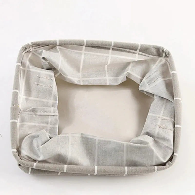 Cotton Hemp Storage Basket with Handles for Tabletop