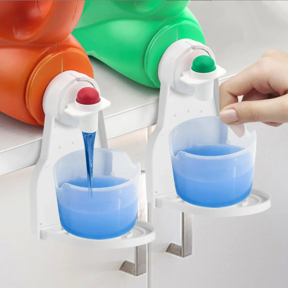 Laundry Detergent Cup Holder Clip with Drip Tray Design for Bottle Spout and Mess Free Dispensing