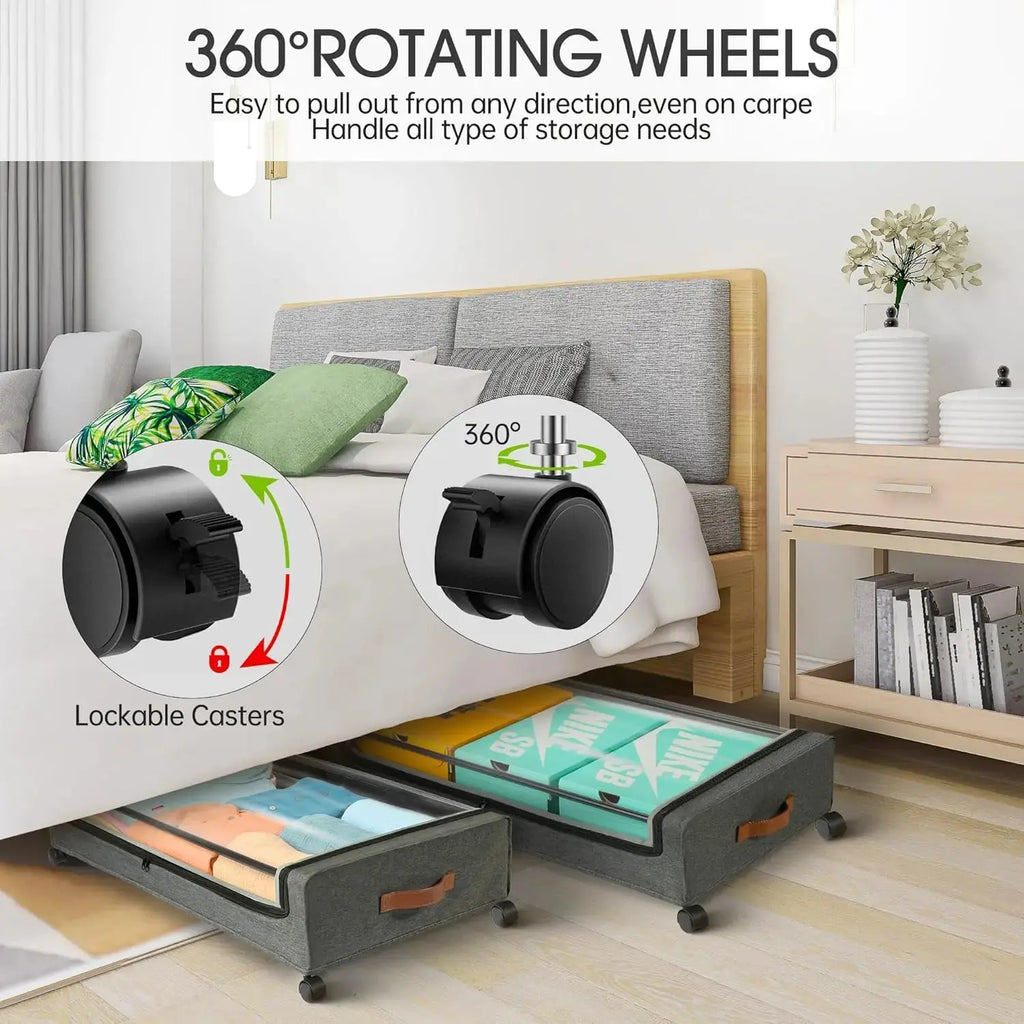 Rolling Under Bed Storage Drawer with Wheels for Clothes