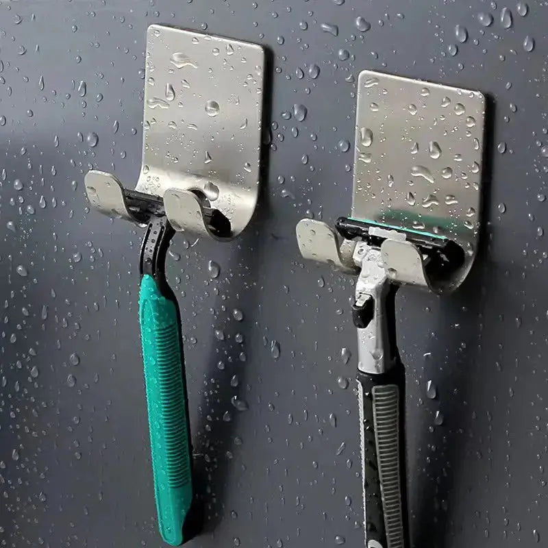Razor Holder Hook with Heavy Duty Self Adhesive Stainless Steel Design for Bathroom and Kitchen Organization