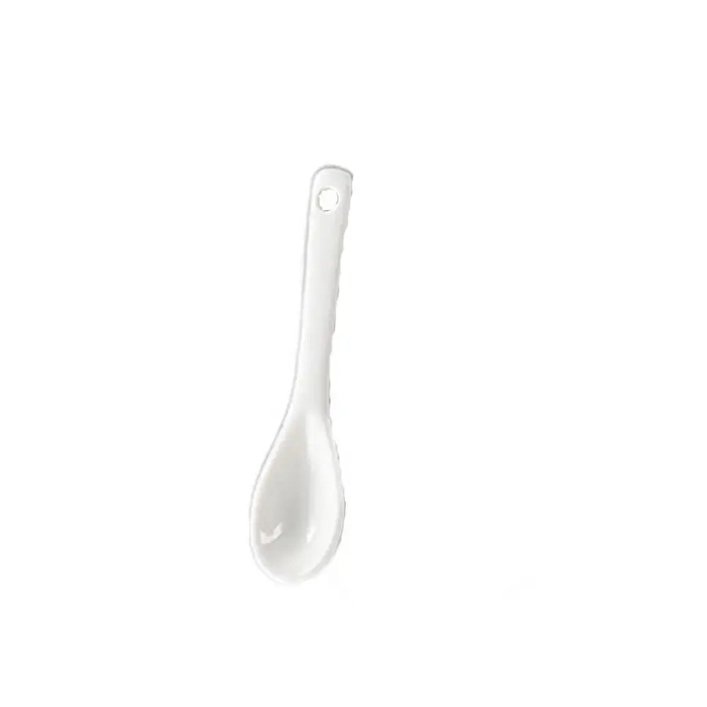 Ceramic Long Handle Spoon White Tea Coffee Stirring Spoon