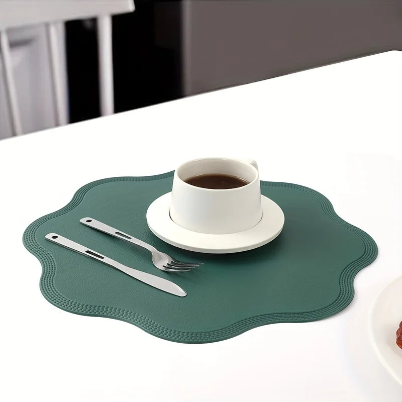 FloraMat Round Faux Leather Placemats - Elegant, Durable Round Table Accessories