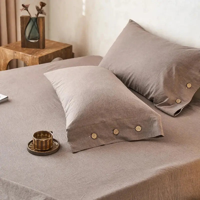 Solid Cotton Pillowcase Set with Simple Design for Everyday Bedding and Home Décor