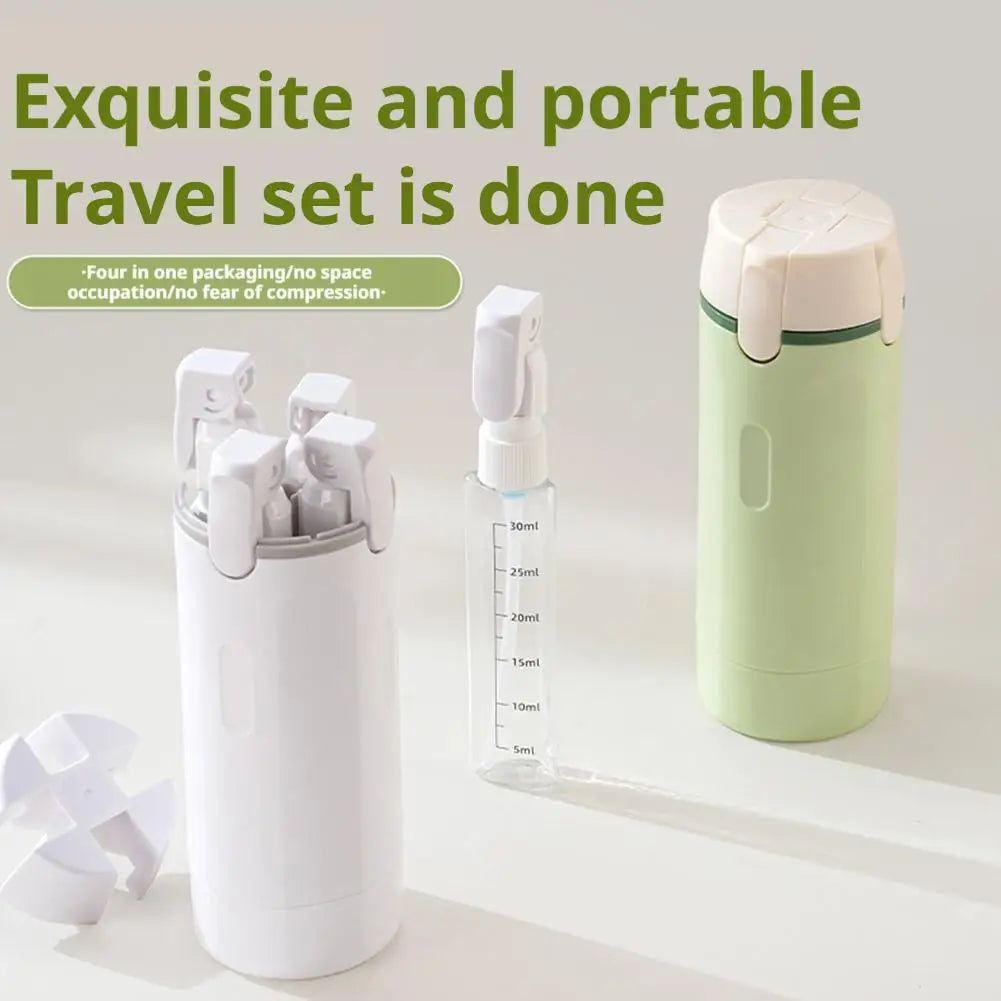 4 In 1 Travel Dispenser Bottle with Leakproof Refillable Design for Toiletry and Cosmetic Storage