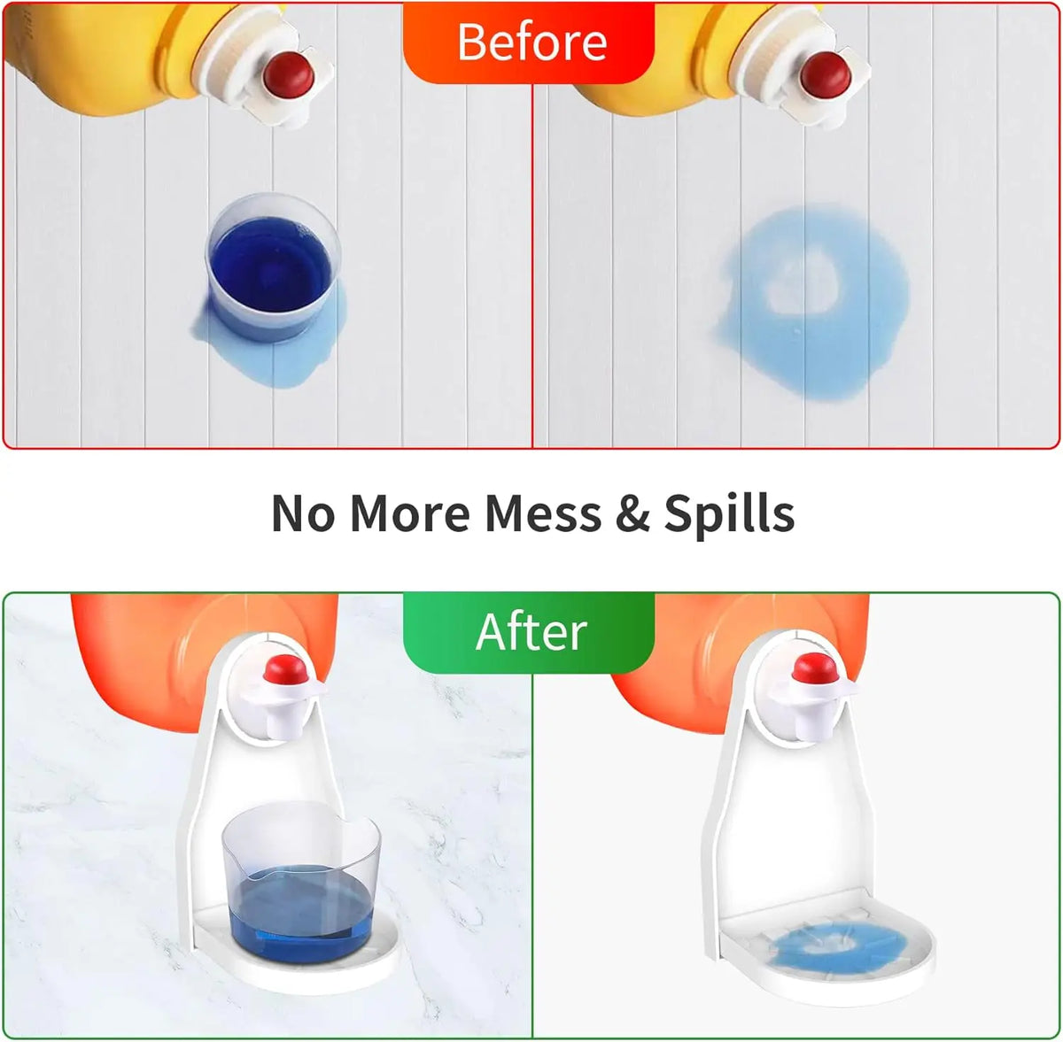 Laundry Detergent Cup Holder Clip with Drip Tray Design for Bottle Spout and Mess Free Dispensing