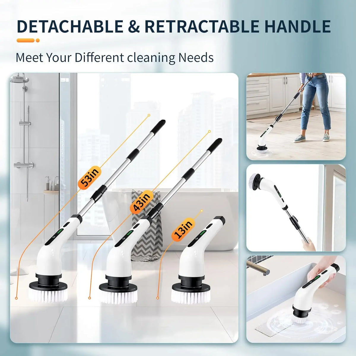 Electric Rotating Floor Scrubber Rechargeable Cleaning Brush with 9 Heads Dual Speed for Bathroom Kitchen and Floor Use