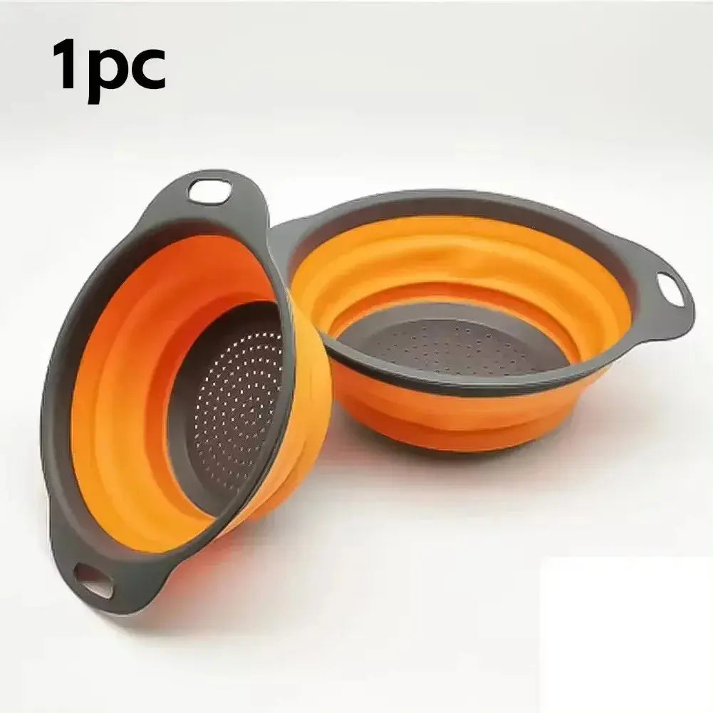 Silicone Folding Drain Basket Collapsible Strainer for Fruit Vegetable Washing