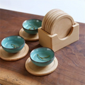 Walnut Wood Coaster Set Round Square Wooden Cup Mats Heat Resistant Drink Coasters for Coffee Tea Desk Table