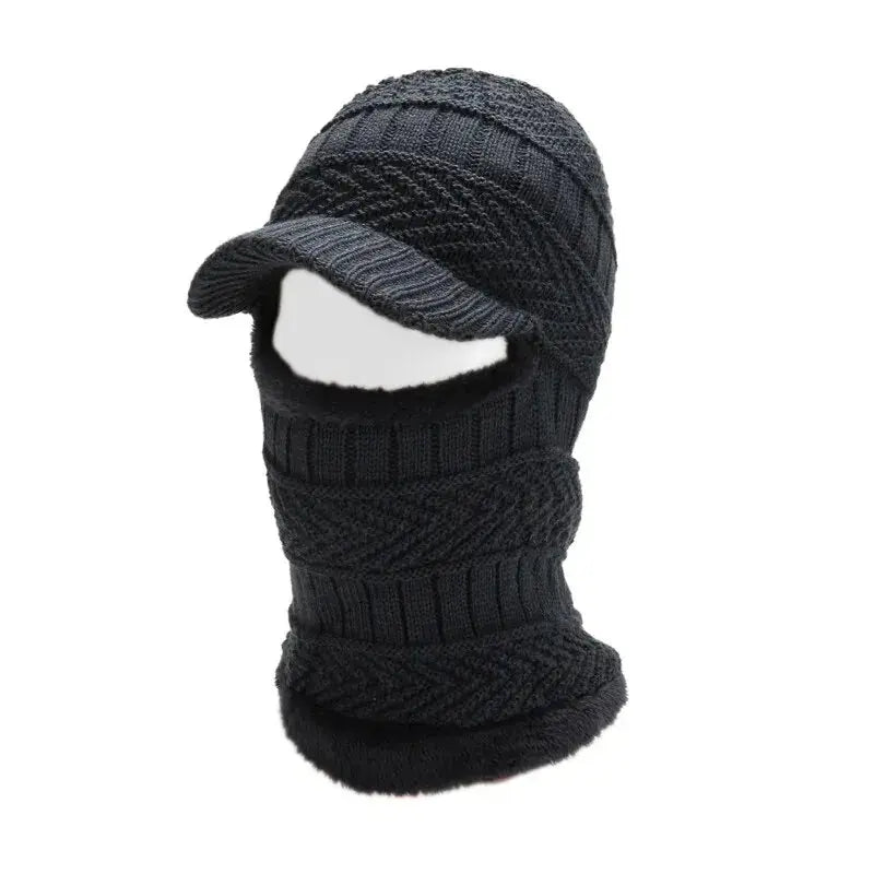 Winter Fleece Balaclava Beanie with One Piece Knit Design for Cycling and Cold Weather