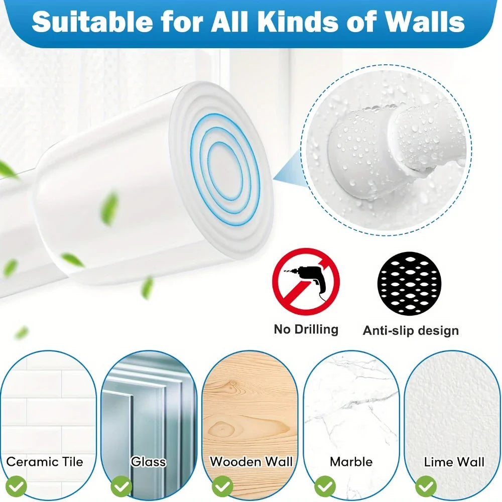 Adjustable Window Security Bar with Rubber Tips and Spring Tension Design for Sliding Doors and Windows