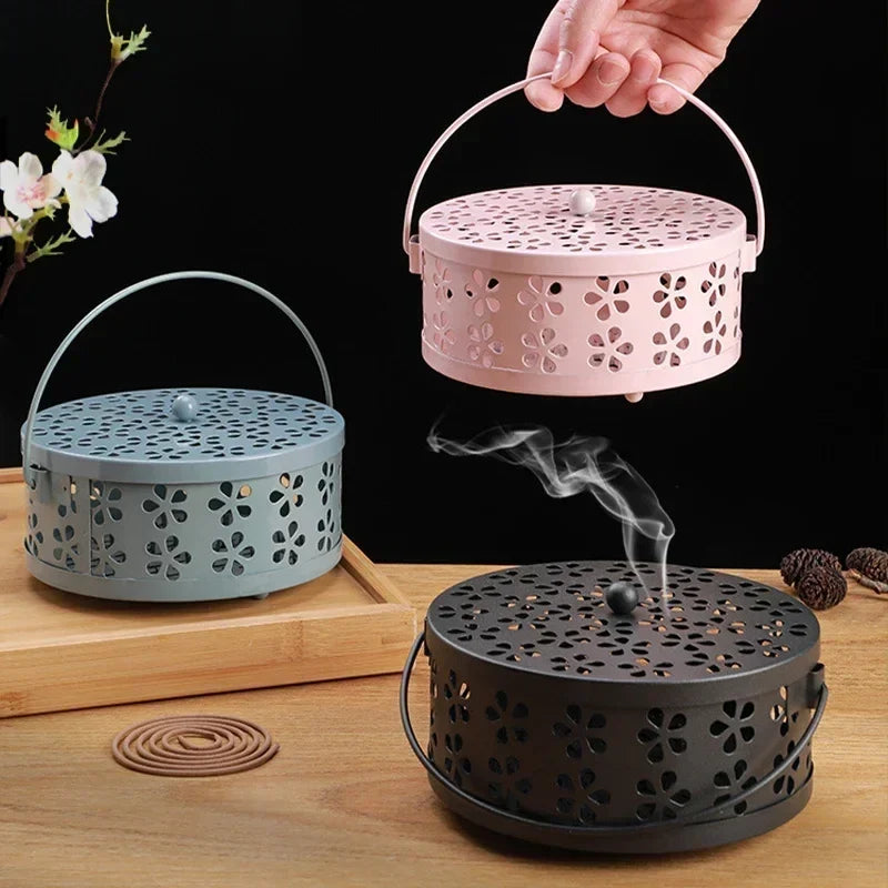 Portable Coil Guard Holder with Metal Anti Fire Design for Mosquito Repellent and Incense Use (6×3"/14×7cm)