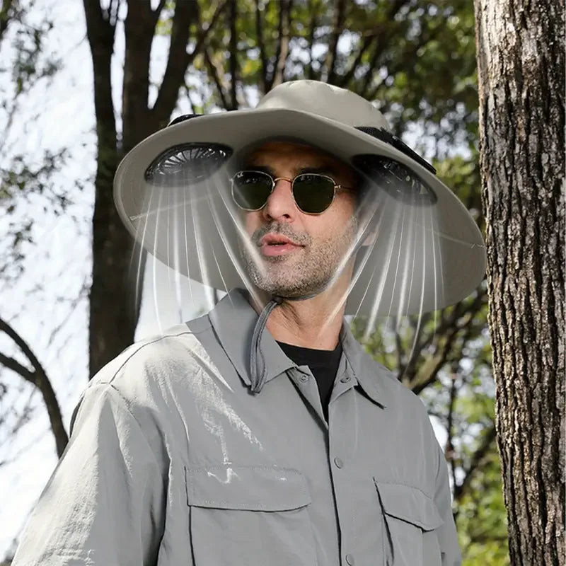 Cooling Bucket Hat with Solar Fan and Quick Dry Wide Brim Design for Outdoor Summer Activities