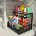 Double Layer Under Sink Organizer with Pull Out Sliding Shelf Design for Kitchen and Bathroom Storage