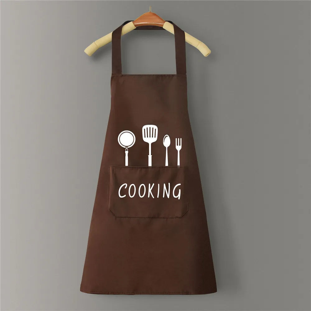 Waterproof Kitchen Apron with Side Towel Pockets for Cooking Dishwashing and Coffee Prep
