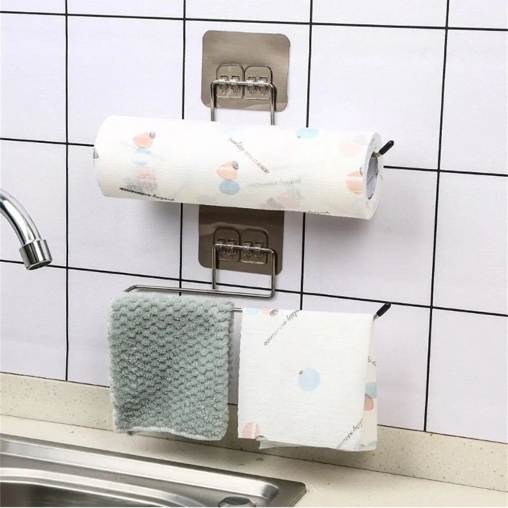 2 Pcs Adhesive Paper Towel Holder with Stainless Steel Design for Kitchen, Bathroom, and Cabinet Storage