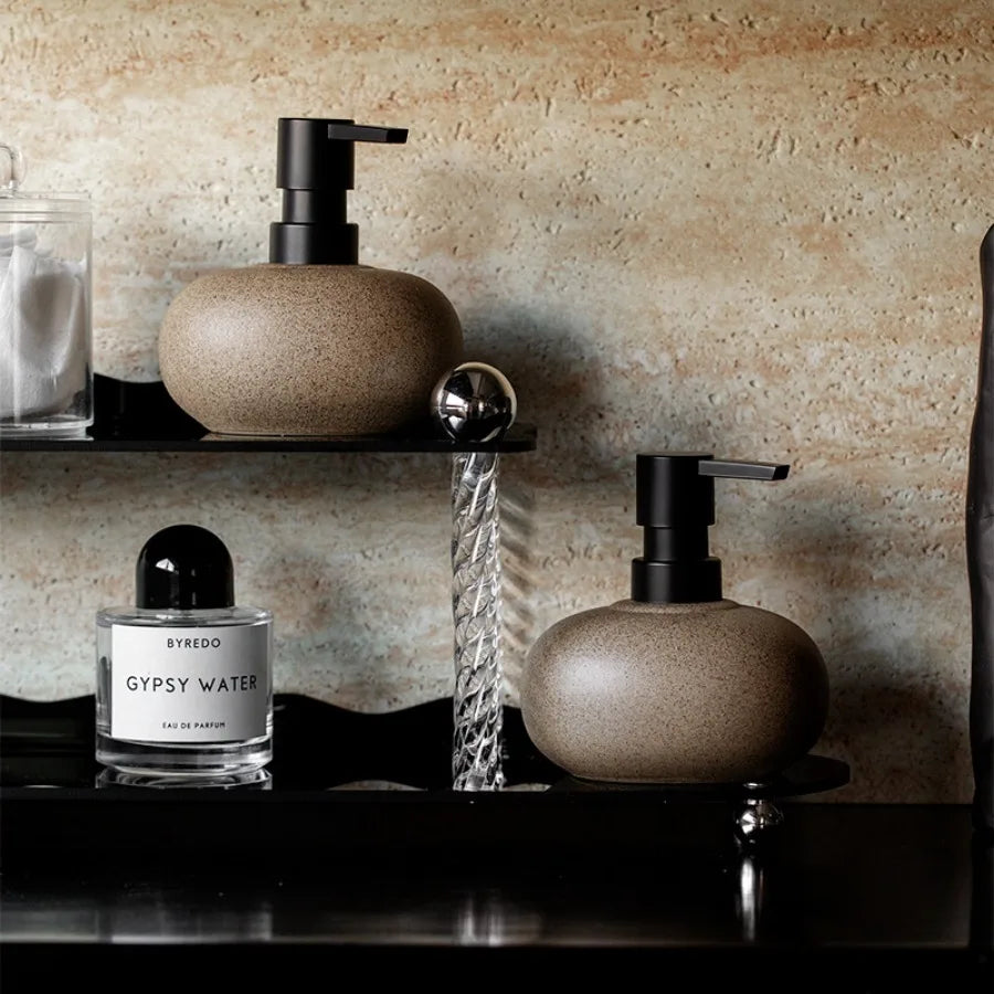 Nordic Ceramic Soap Dispenser with Refillable Pump Design for Shampoo, Lotion, and Bathroom Counter Storage