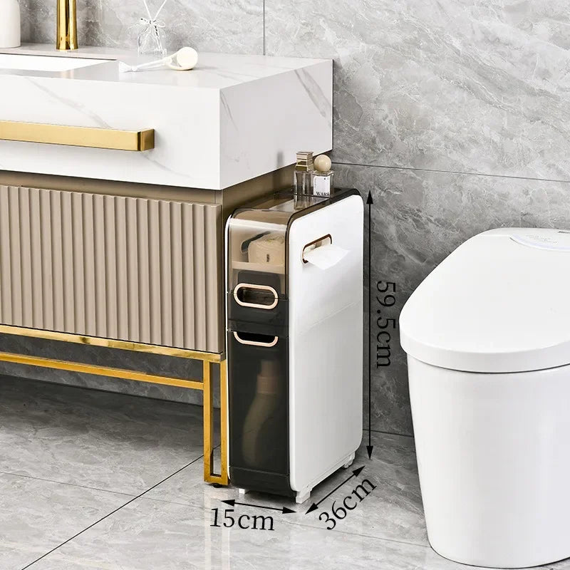 Narrow Bathroom Storage Cabinet with Multi Tier Design for Small Space Organization