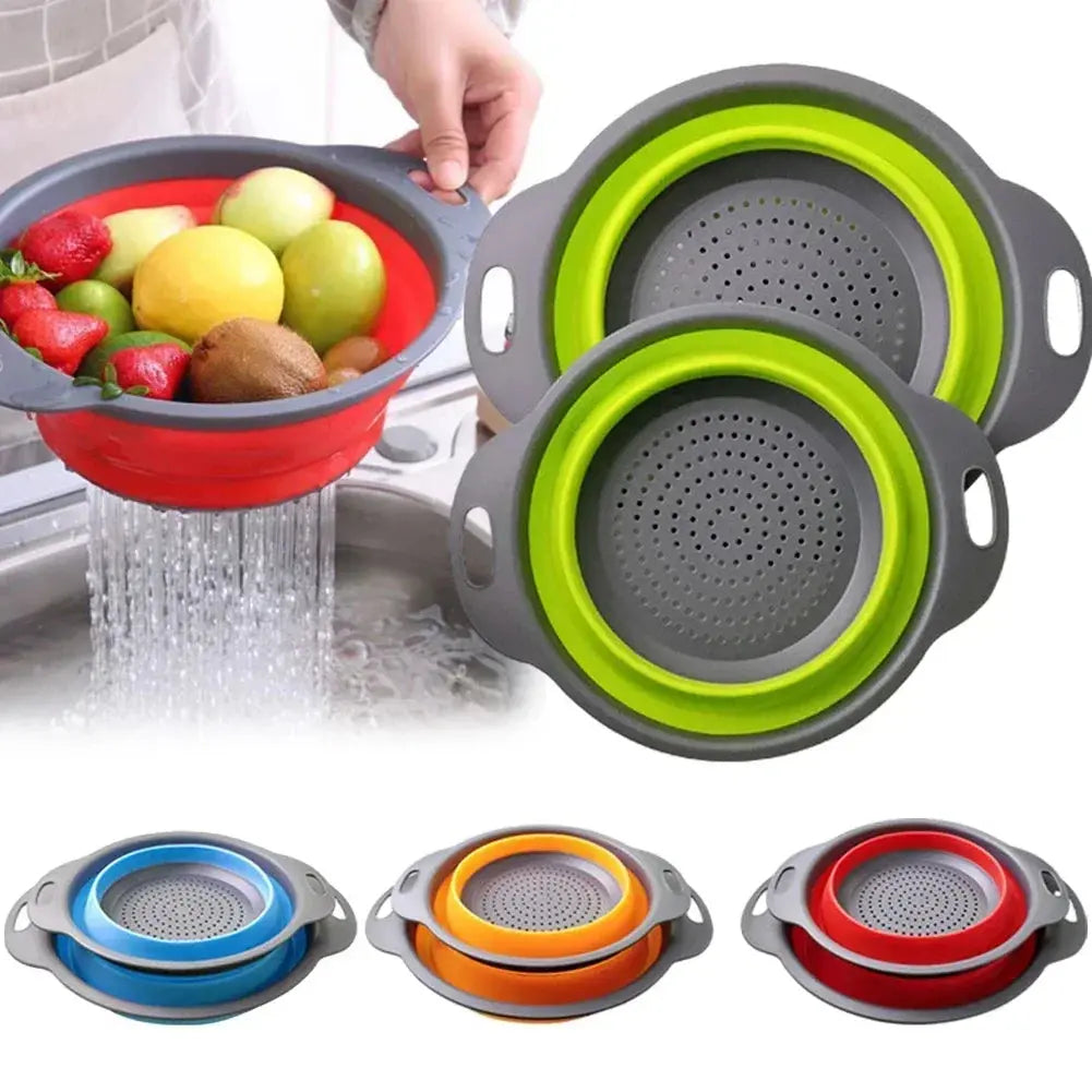 Silicone Folding Drain Basket Collapsible Strainer for Fruit Vegetable Washing