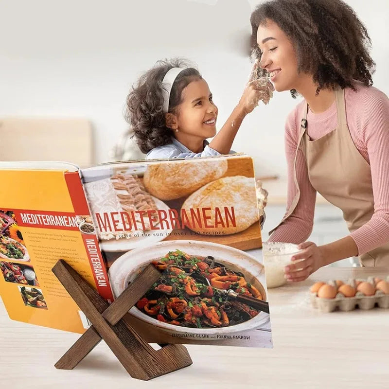 Wooden Cookbook Stand Recipe Book Holder Kitchen Display