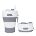 Silicone Folding Cup 450ml Collapsible Travel Cup with Lid and Handle for Camping Hiking and Outdoor Use