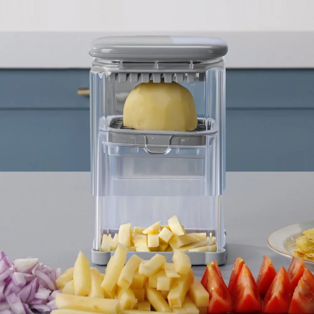 Manual French Fries Cutter with 4 Blade Dicer Design for Vegetables Fruit and Kitchen Prep