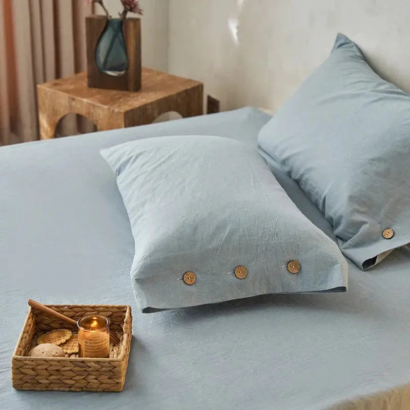 Solid Cotton Pillowcase Set with Simple Design for Everyday Bedding and Home Décor