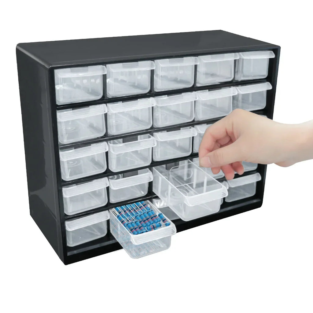Wall Mounted Parts Organizer Box with 25 Grid Drawer Design for Screws Hardware and Small Component Storage