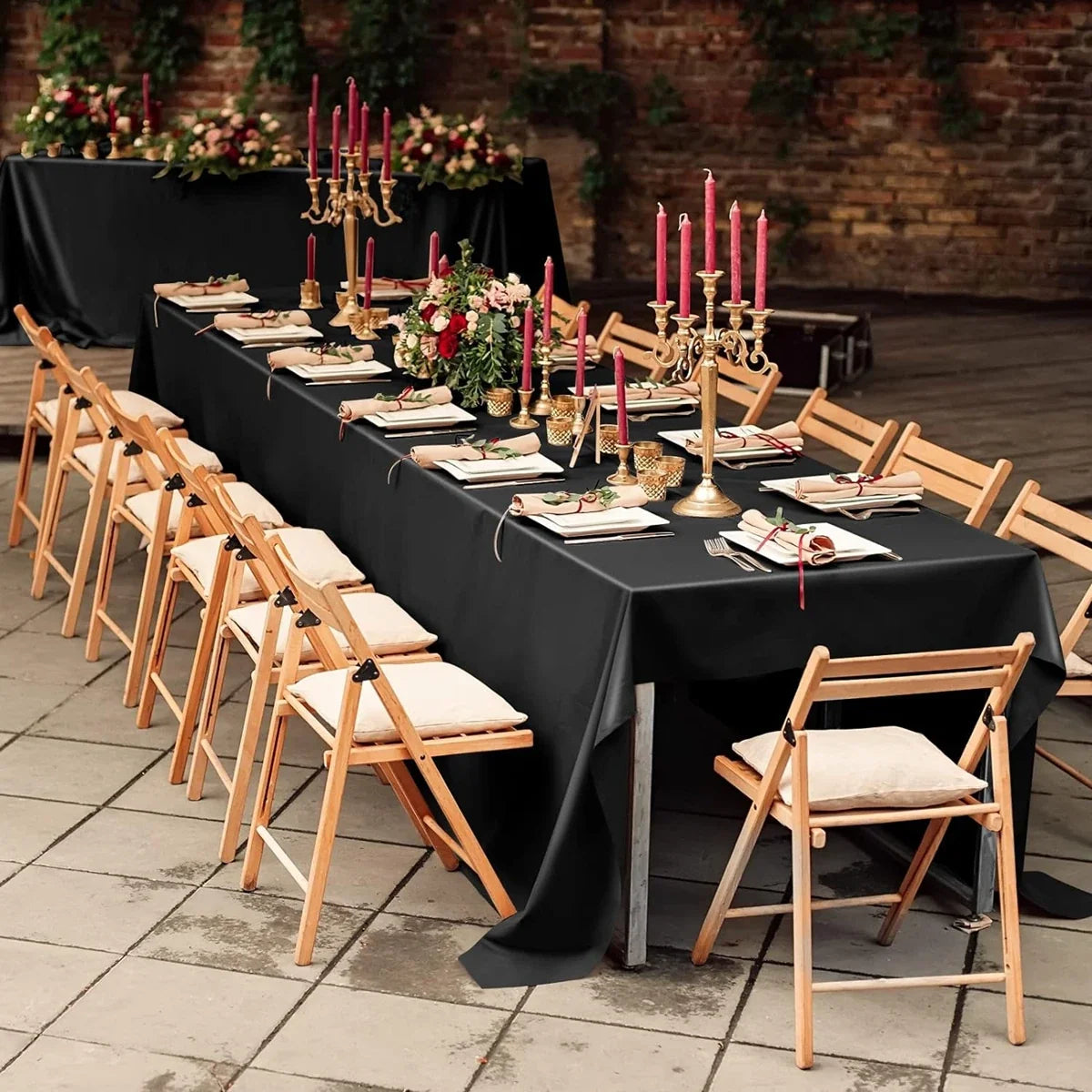 Rectangle Satin Tablecloth Smooth Solid Color Table Cover for Wedding Party Dining Table Decor 57×57" (145×145cm)