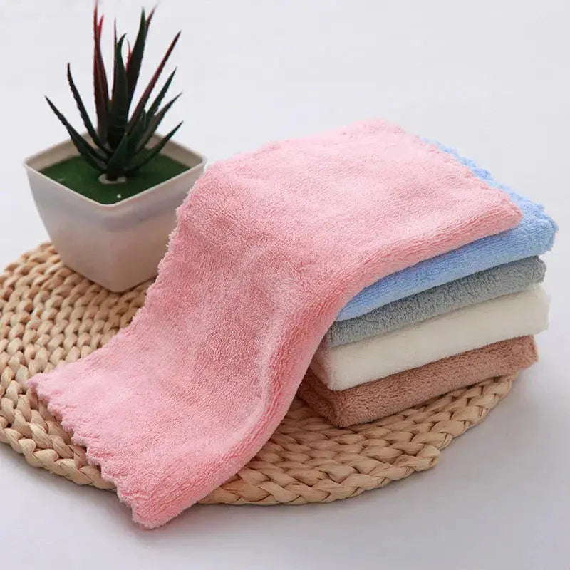 10-Piece Thickened Microfiber Coral Fleece Towels with High Absorbency and Quick-Dry Performance