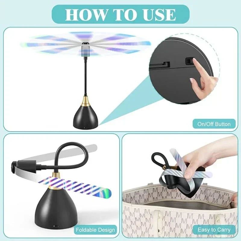 Portable Table Fly Fan with Soft Blade USB Design for Outdoor Dining and Food Protection