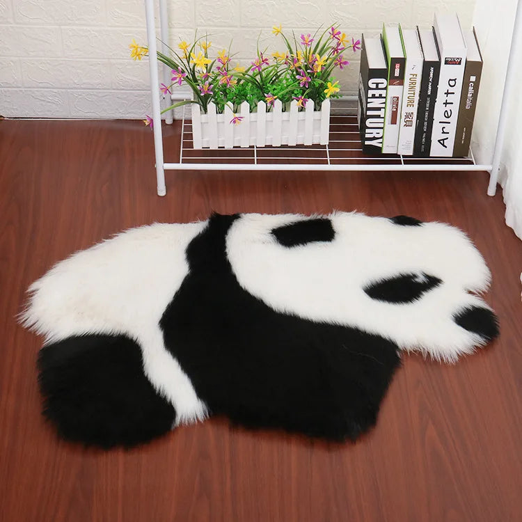 Wool-Like Panda Koala Animal-Shaped Faux Fur Carpet Rug for Living Room, Bedroom, or Sofa, Fluffy Decorative Floor Covering