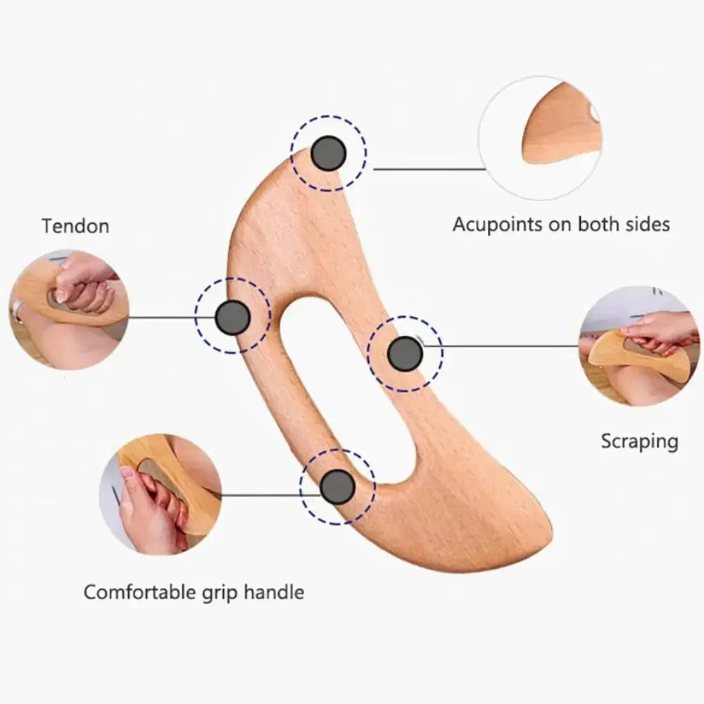 Wooden Gua Sha Scraping Massage Tool with Smooth Board Design for Body Self Massage
