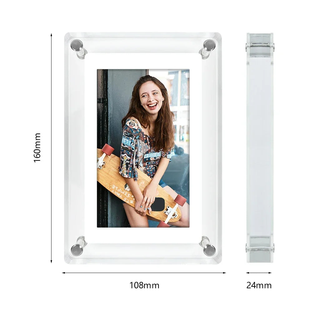 ClearFrame Acrylic Digital Photo Frame - Slim, Crystal-Clear Display for Your Favorite Moments