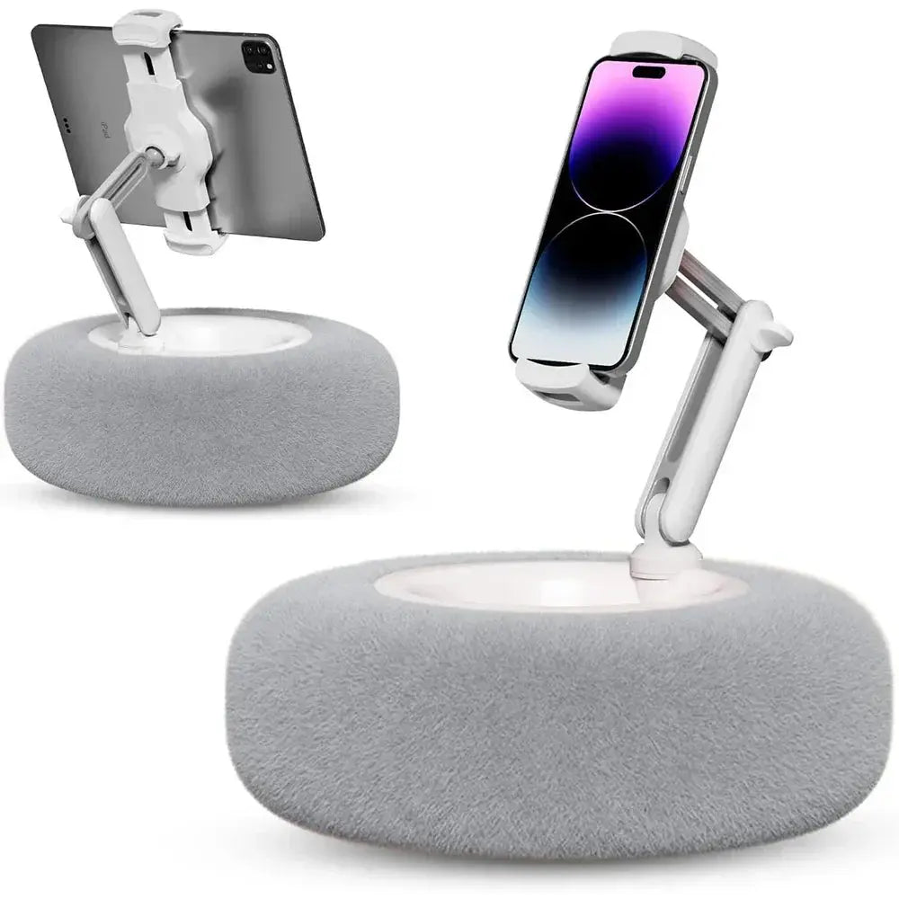Plush Pillow Style Device Stand with Adjustable Angle Support for Hands Free Viewing at Home