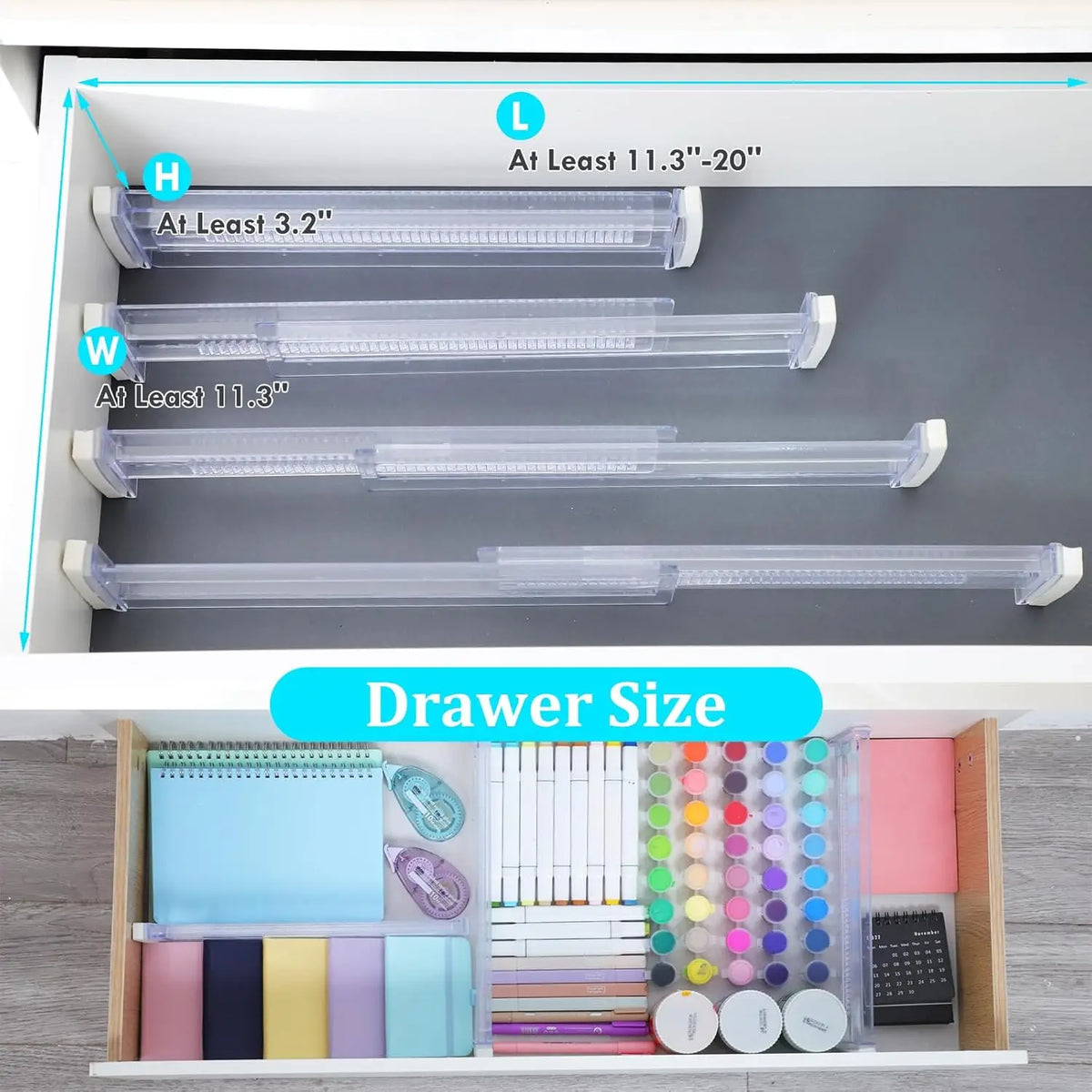 Clear Expandable Drawer Organizers with Adjustable Divider Design for Clothes and Kitchen Storage