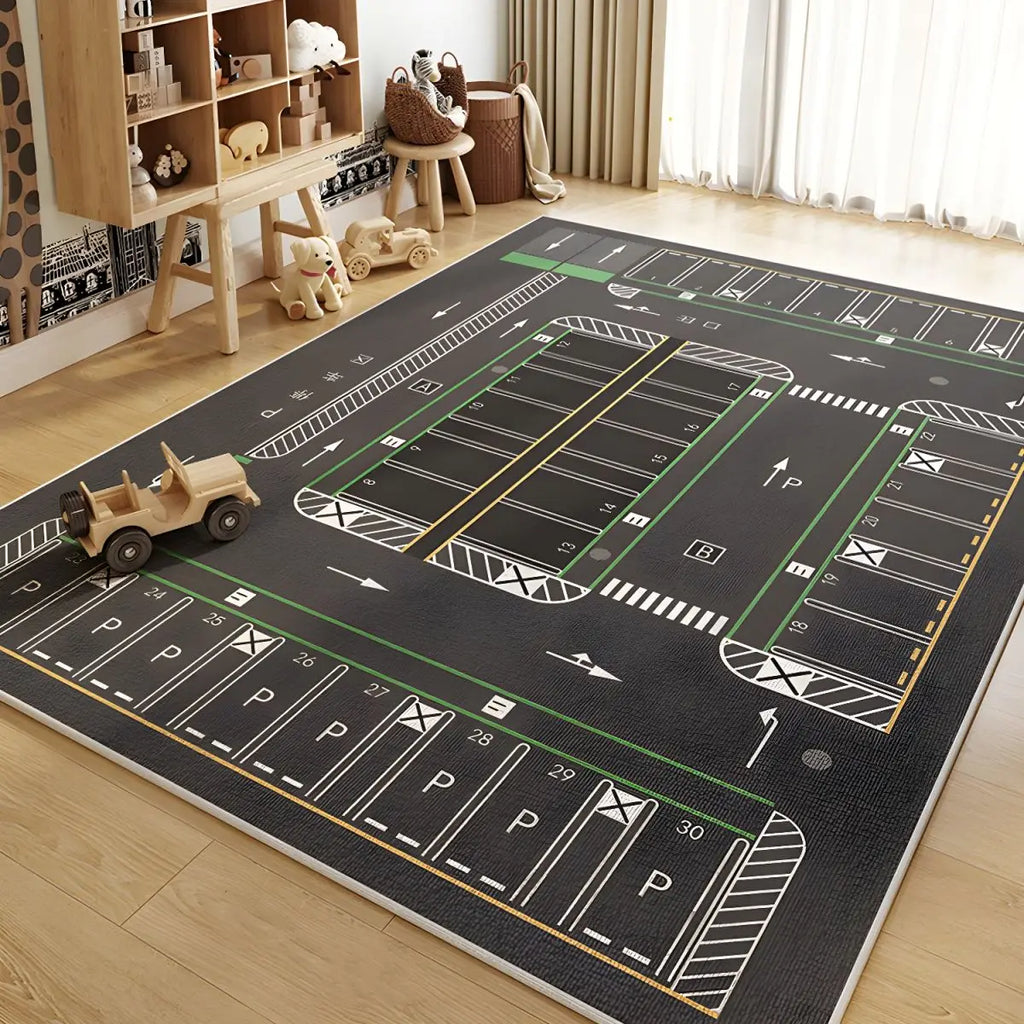 Parking Lot Educational Play Mat for Children’s Reading, Crawling, and Toy Areas