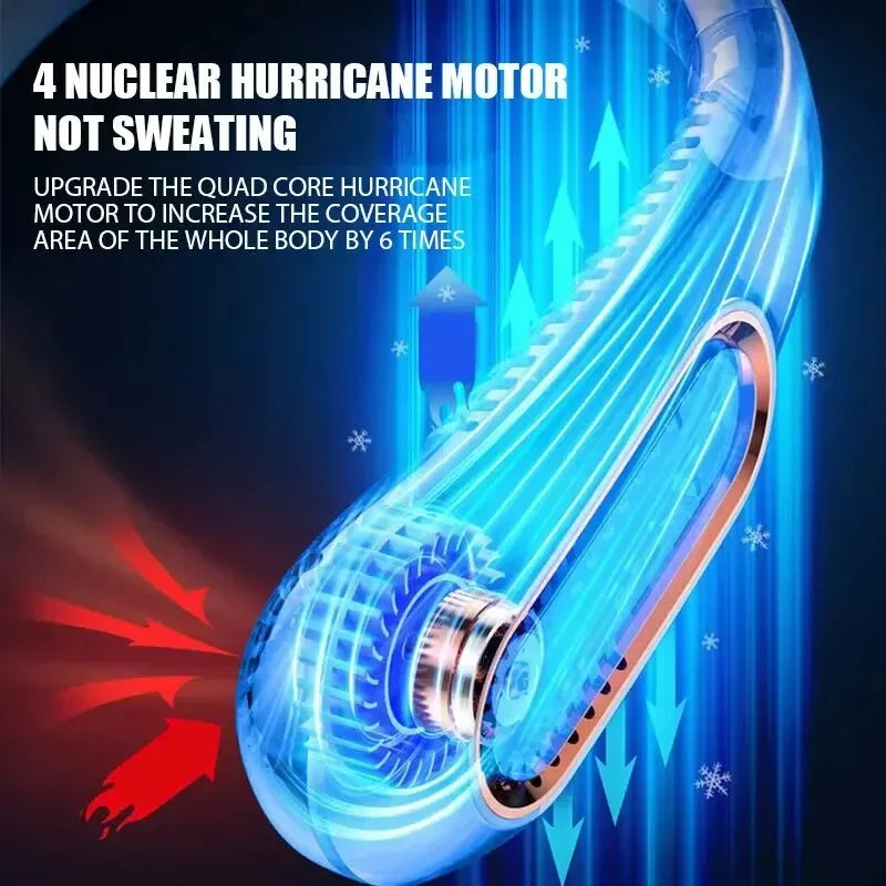 Portable Neck Fan Bladeless Rechargeable with Digital Display and 4 Speeds for Hands Free Cooling