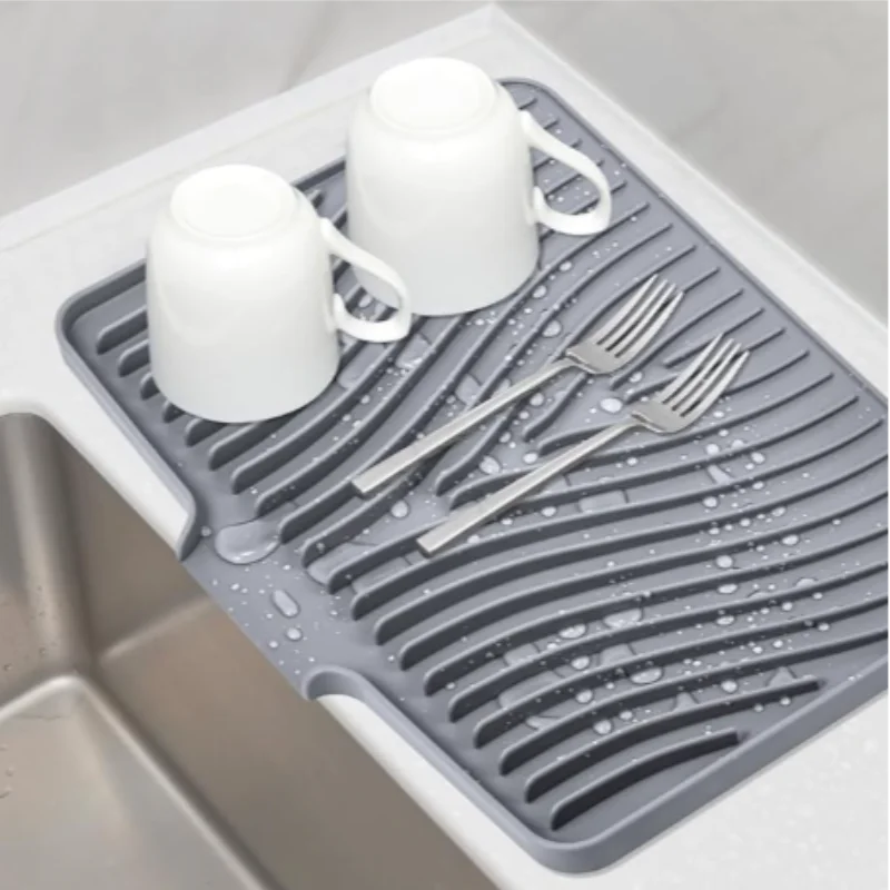 Countertop Drain Pad with Built In Drain Design for Kitchen Dish Drying Use