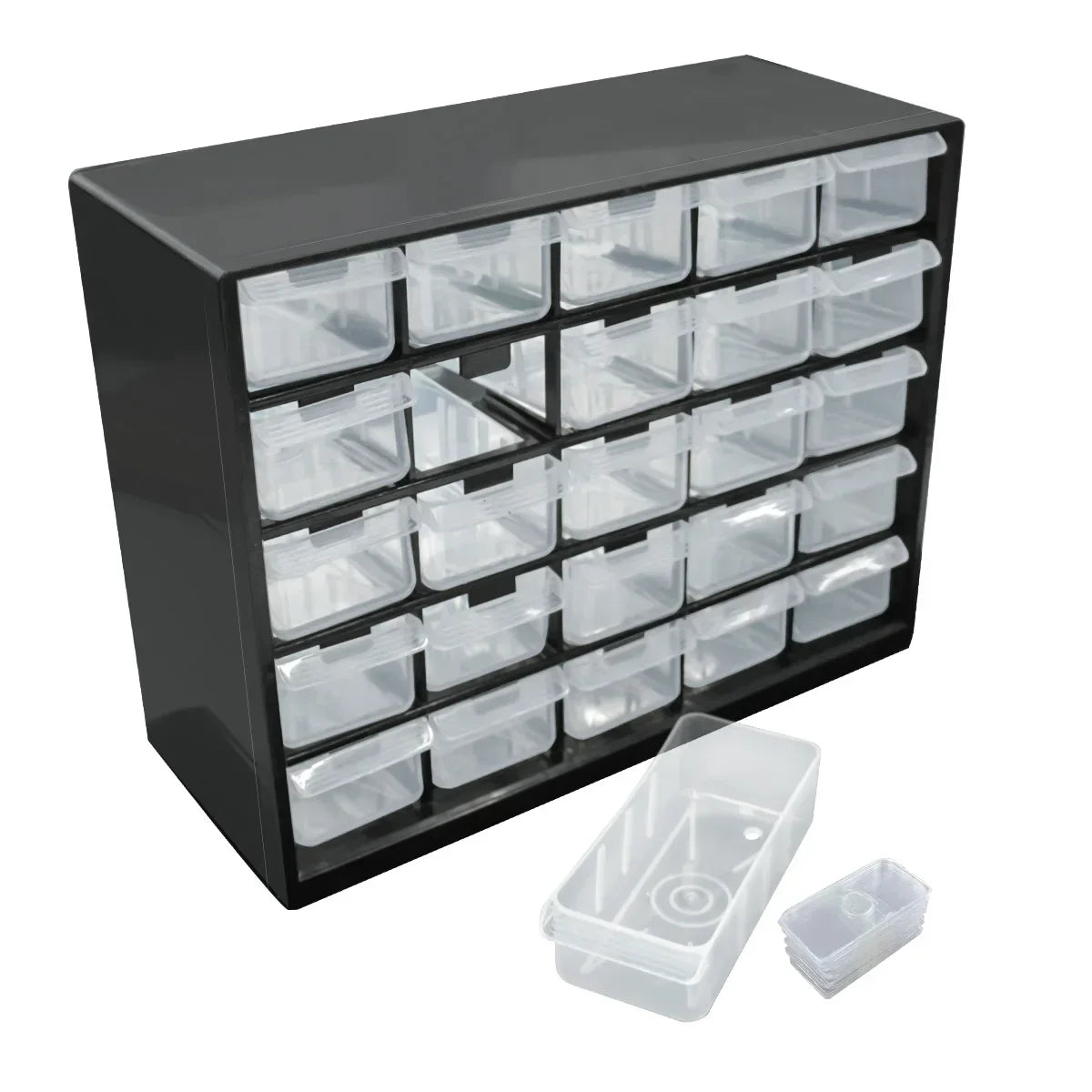 Wall Mounted Parts Organizer Box with 25 Grid Drawer Design for Screws Hardware and Small Component Storage