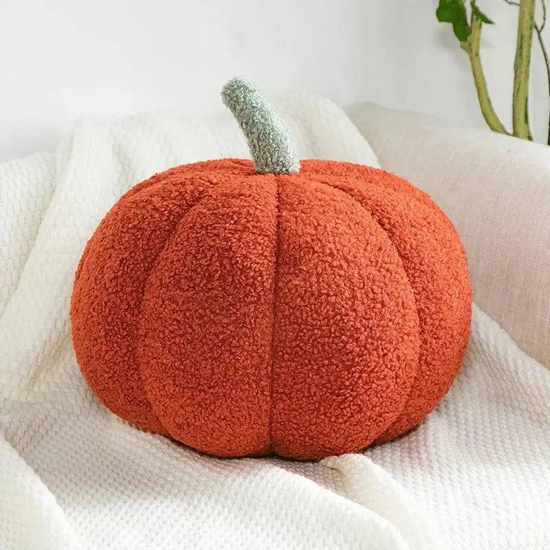 Plush Pumpkin Decorative Cushion with Three Dimensional Design for Seasonal Home Styling
