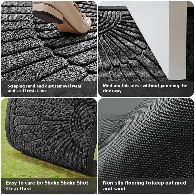 Durable Semicircular Door Mat for Indoor and Outdoor Entrances, Non-Slip Front Door Rug for Entryways, Porch, or Home
