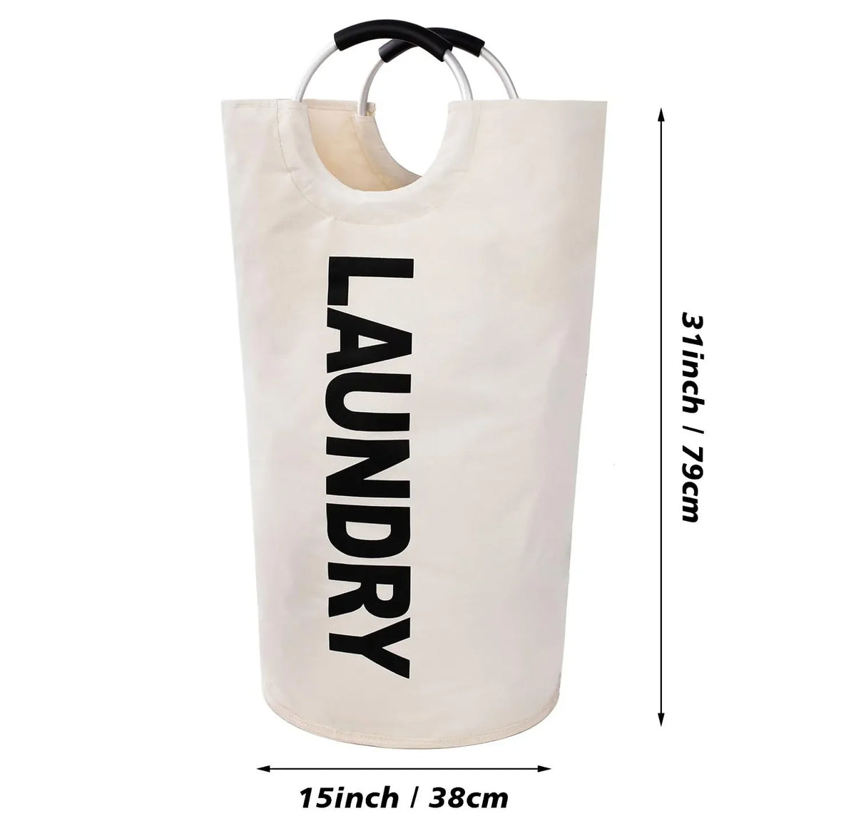 Collapsible Laundry Hamper Basket with Waterproof Fabric Design and Padded Carry Handles