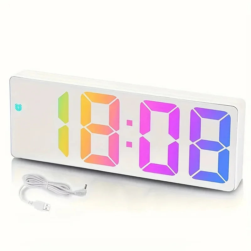 Digital LED Mirror Alarm Clock with Temperature Display and Dual Power Modes for Bedroom and Desk Use