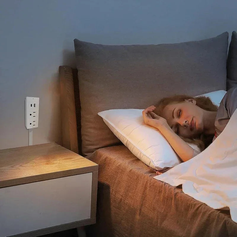 Rotating Wall Outlet Extender Adjustable Length Power Socket with 180 Degree Swivel Design for Bedside and Home Use
