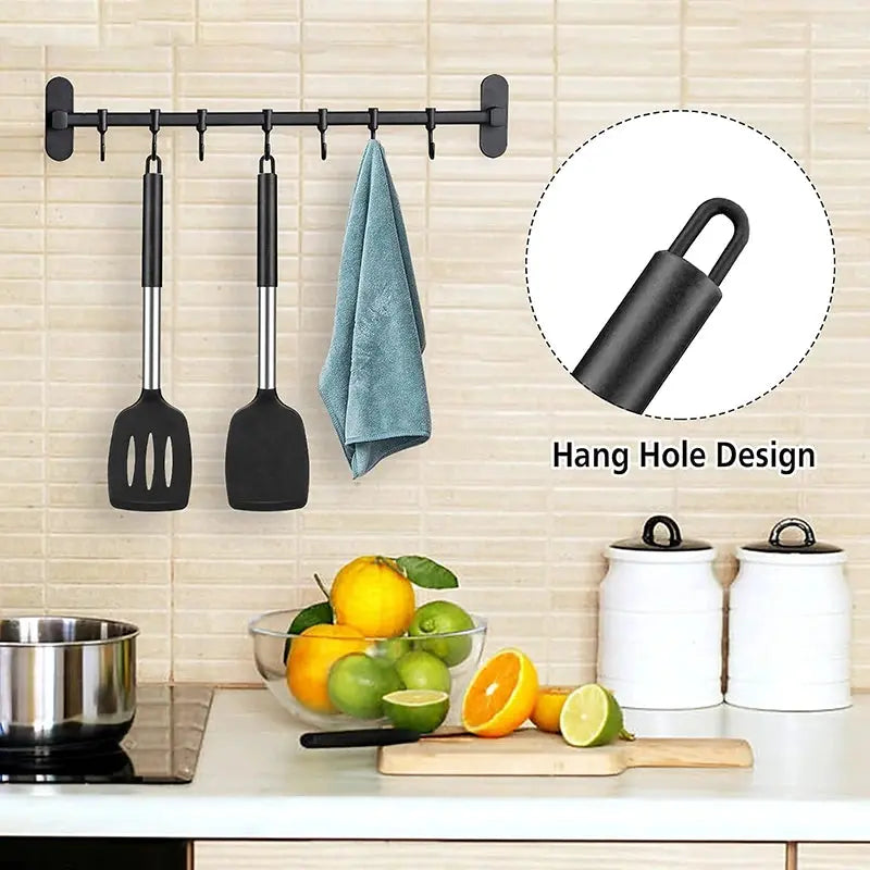 2 Pieces of Heat Resistant Silicone Spatula Set Non Stick Cooking Turner Kitchen Tools
